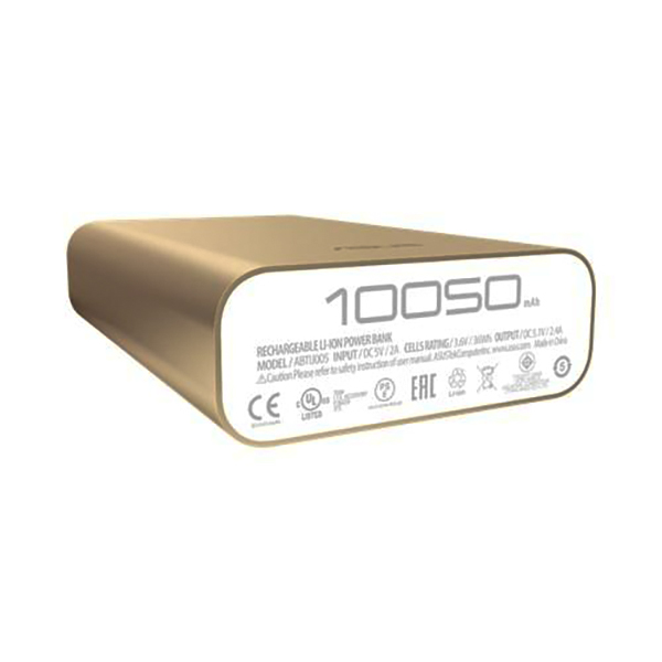 Мобильный аккумулятор ASUS ZenPower 10050mAh, 5V/2.1A microUSB, 5V/2.4A USB, золотистый