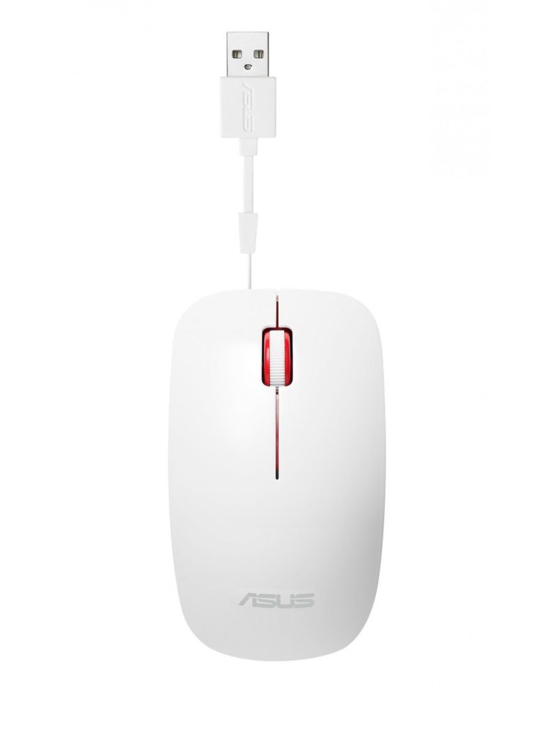 Мышь ASUS UT300 проводная белая с красным (1000dpi, USB)